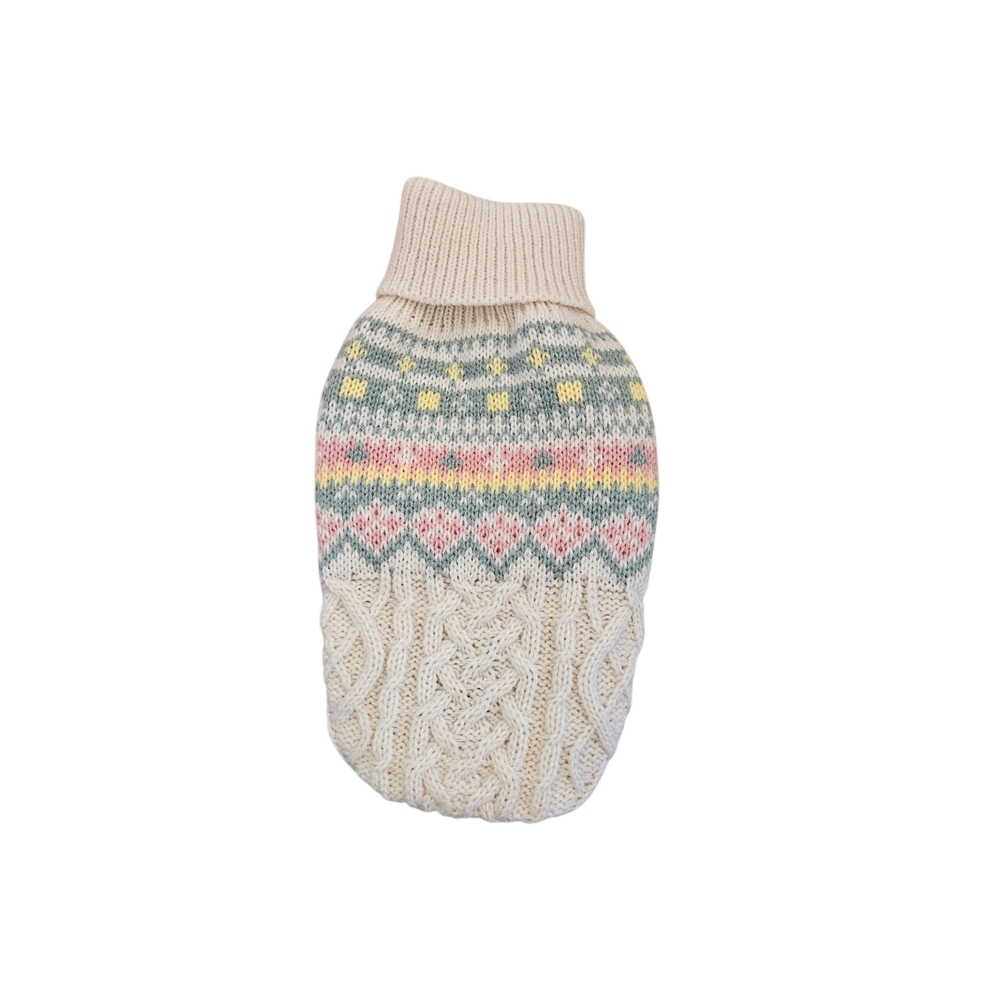 NWT - Cream and Multicolor Knit Pet Sweater - Size XS
